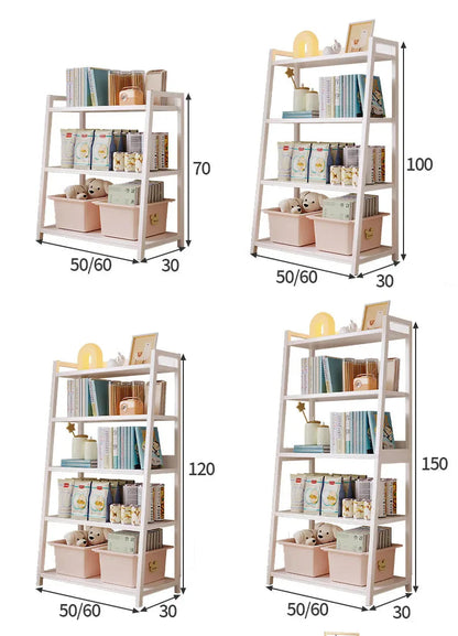 Household Multi-layer Wrought Iron Shelves Ins Wind Simple Floor Storage Display Cabinet Trapezoidal Shelf Bookshelf