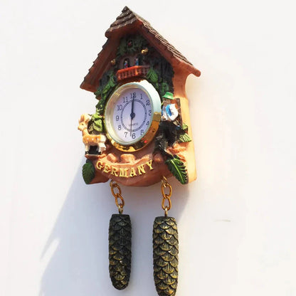 ‌German 3D Cuckoo Clock Wooden House Pine Cone Fridge Magnet, Travel Souvenir, Home Decor, Creative Gift, Strong Magnetic