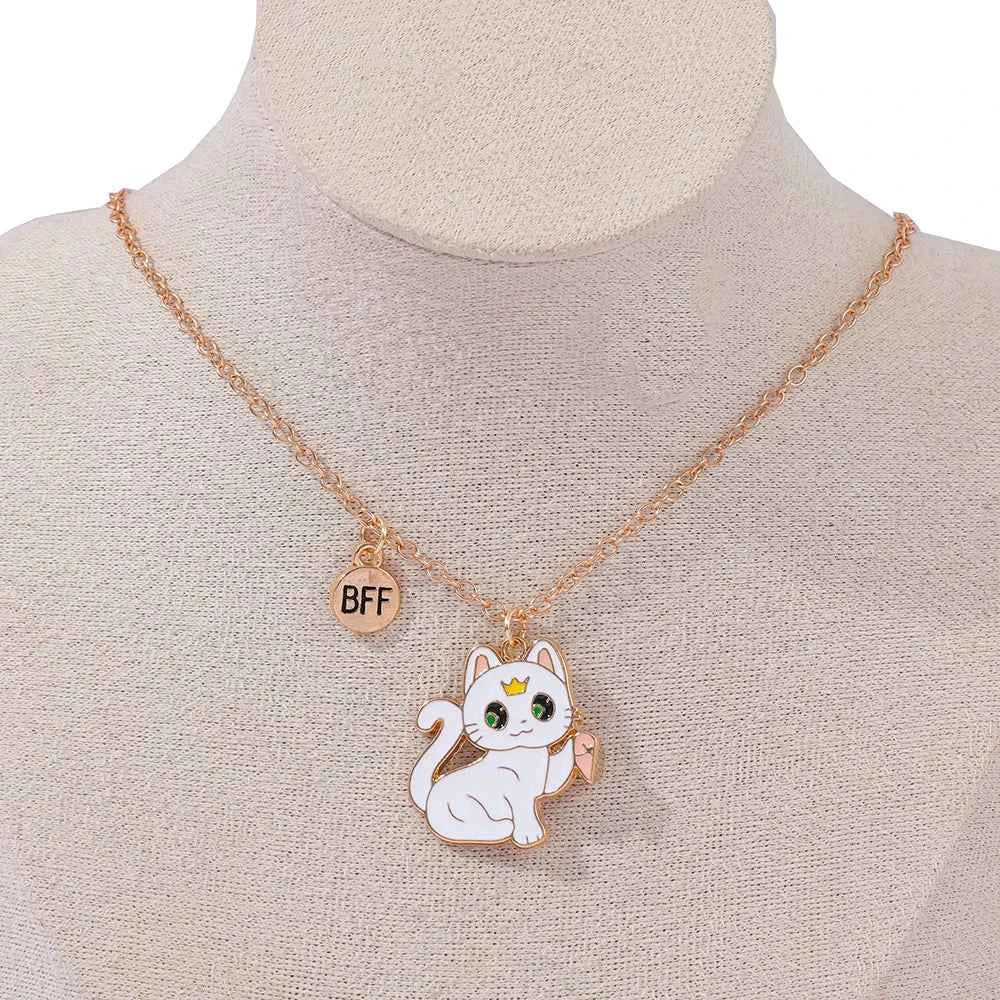Best Friend Necklace for 2 Gifts Friendship Pendant Necklaces Matching Magnetic Cat BFF Necklace for 2 Girls