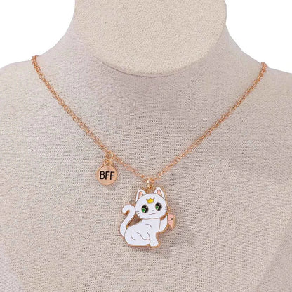 Best Friend Necklace for 2 Gifts Friendship Pendant Necklaces Matching Magnetic Cat BFF Necklace for 2 Girls
