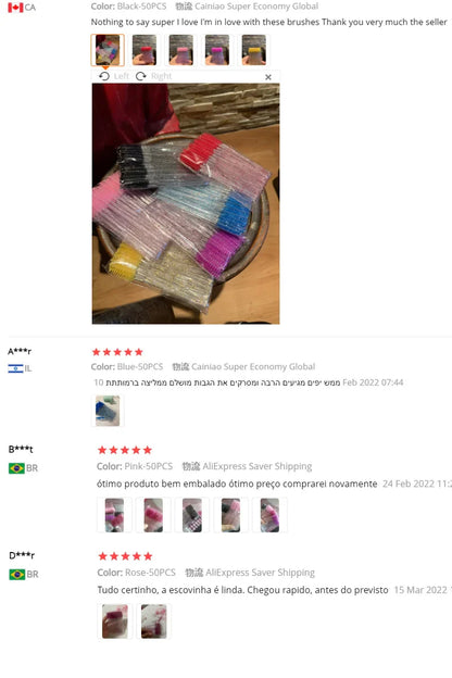 Lanjinglin 5/50pcs Eyelash Brush Crystal Eyelash Soft Eye Lashes Extension Mascara Wands Makeup Professional Makeup Tool