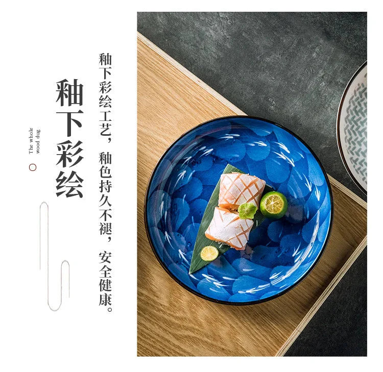 Japanese Ceramic Plate Household Turnip Plate Deep Plates Shallow Plate Turnip Dish Restaurant Hotel Creative Tableware Cooking