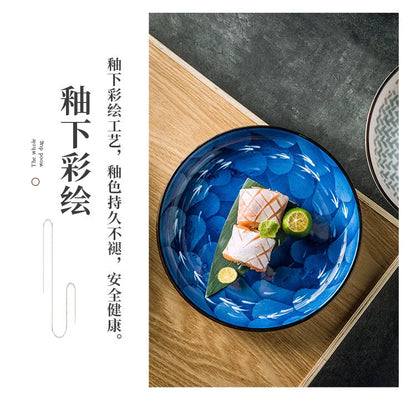 Japanese Ceramic Plate Household Turnip Plate Deep Plates Shallow Plate Turnip Dish Restaurant Hotel Creative Tableware Cooking