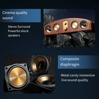 New Wireless BlueTooth Loudspeaker Box Wood Grain Retro Desktop High-power 3D Stereo Subwoofer Computer Audio Portable Sound-bar