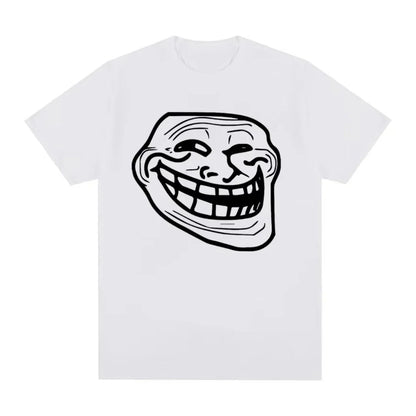 Short Sleeve Cotton T-shirts for Men and Women Funny Memes Retro Fashion Troll Face Angry Men Harajuku Streetwear