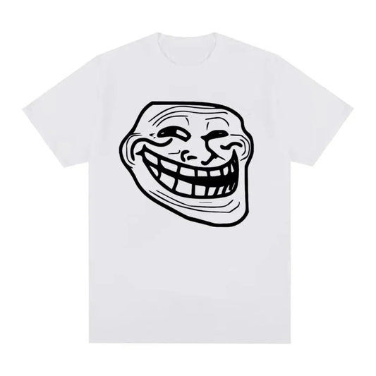 Short Sleeve Cotton T-shirts for Men and Women Funny Memes Retro Fashion Troll Face Angry Men Harajuku Streetwear