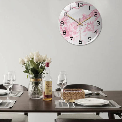 Black Gold Marble Metal Needle Modern Acrylic Round Clock 12"