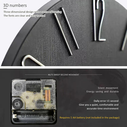 Nordic Style Home Wall Clock No Second Hand Simple Quartz 30"