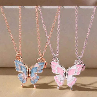 Best Friends Pendant Necklace For Woman Girls Magnetism Sequin Couple Crystal Chain Choke BFF Friendship Forever Jewelry Gift