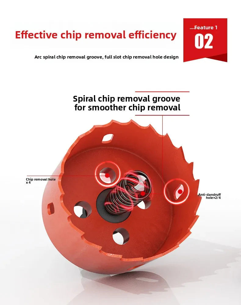 M42 bi-metal woodworking hole saw for drywall, PVC, plastic, iron plate, and recessed light drilling.