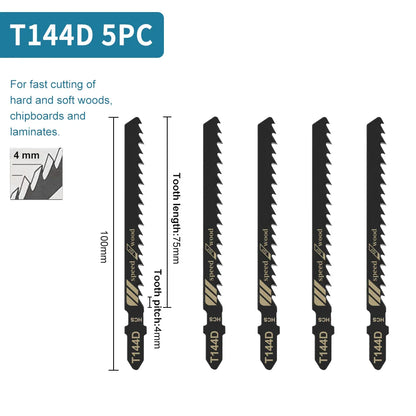 Premium T-Shank Jigsaw Blade Set - Multi-Material Cutting Kit for Wood, Plastic, and Metal - Compatible with Bosch/DEWALT/Makita