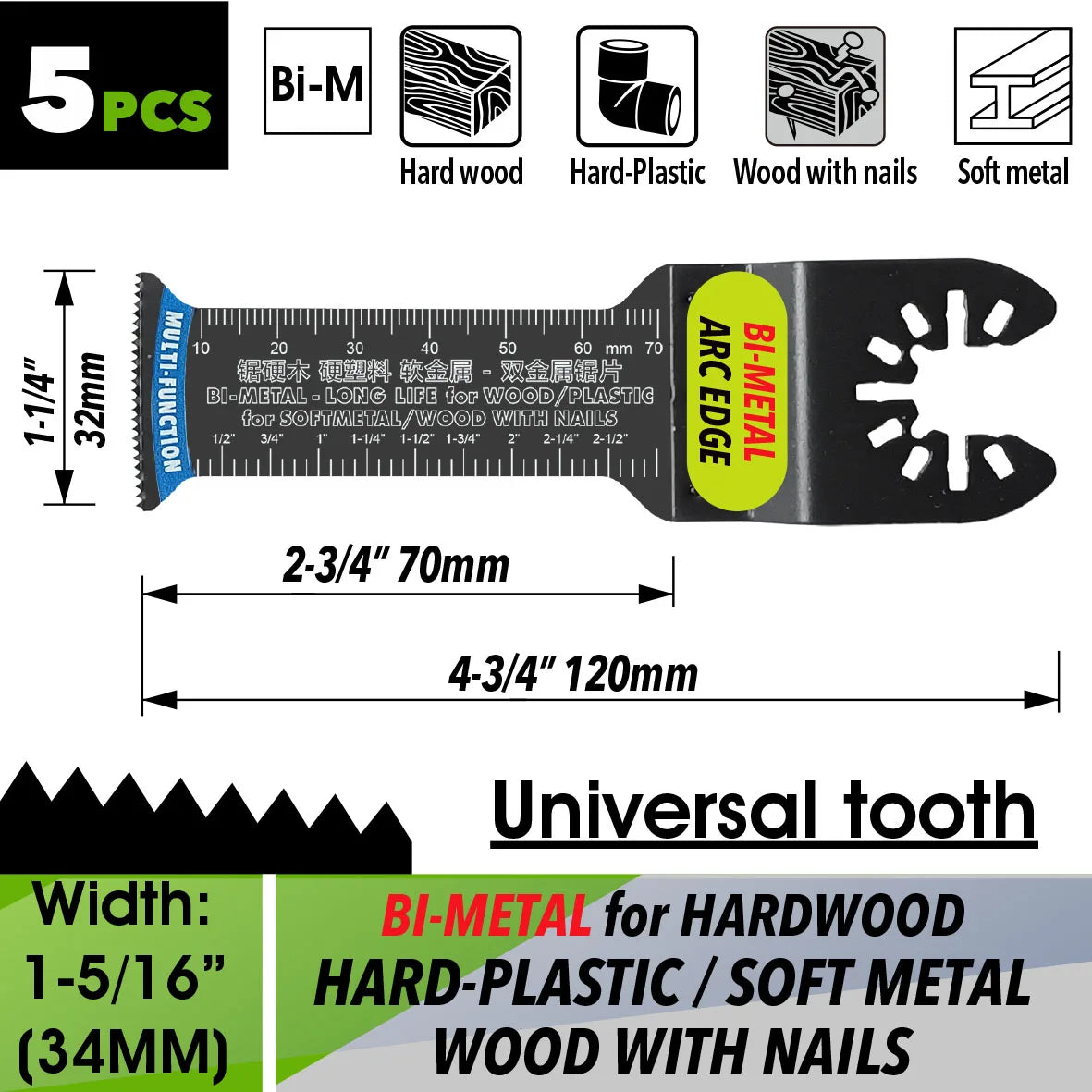 Oscillating Saw Blades Kit，Multitool Blades - Compatible with Milwaukee Dewalt  Worx Skil AEG Ryobi