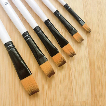 ♥24 Pcs Pearl White Art Paintbrush Set – Nylon Brushes for Oil, Acrylic & Watercolor Painting