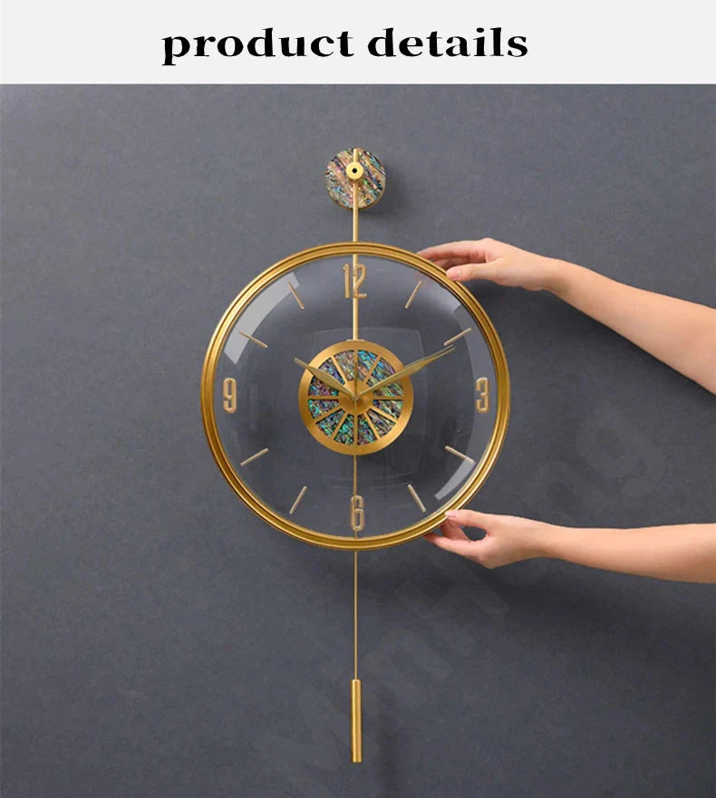 Modern Luxury Large Wall Clock With Pendulum Minimalist Decorative Art Silent Clock Nordic Living Room Bedroom Office Wall Clock