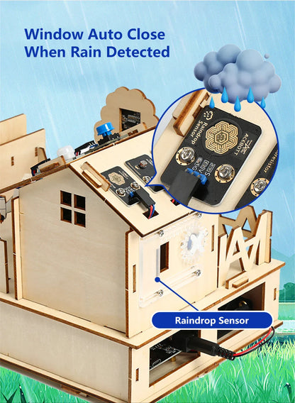 ACEBOTT Smart Home STEM STEAM Starter Kit Wooden House IoT Wifi Blockly Programming for ESP32 Arduino