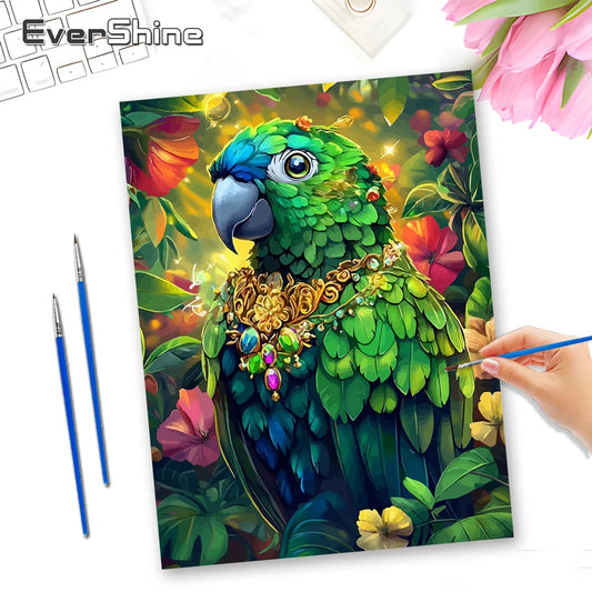 EverShine Coloring By Numbers Animal Adult Number Painting Parrot Paint Kit For Adults Art Flower Drawing Wall Decoration