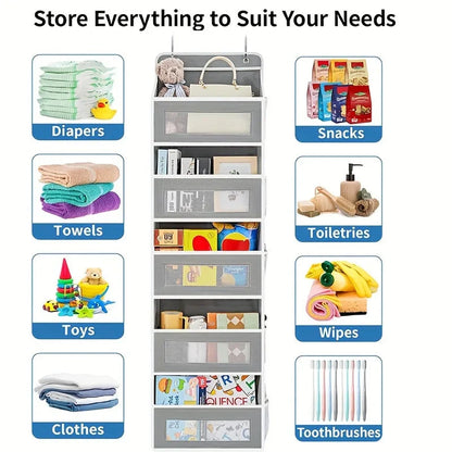 5-Shelf Hanging Storage Organizer - Behind Door, Anti-Tilt, 5 Large Capacity Pockets, Suitable for Bedroom, Bathroom