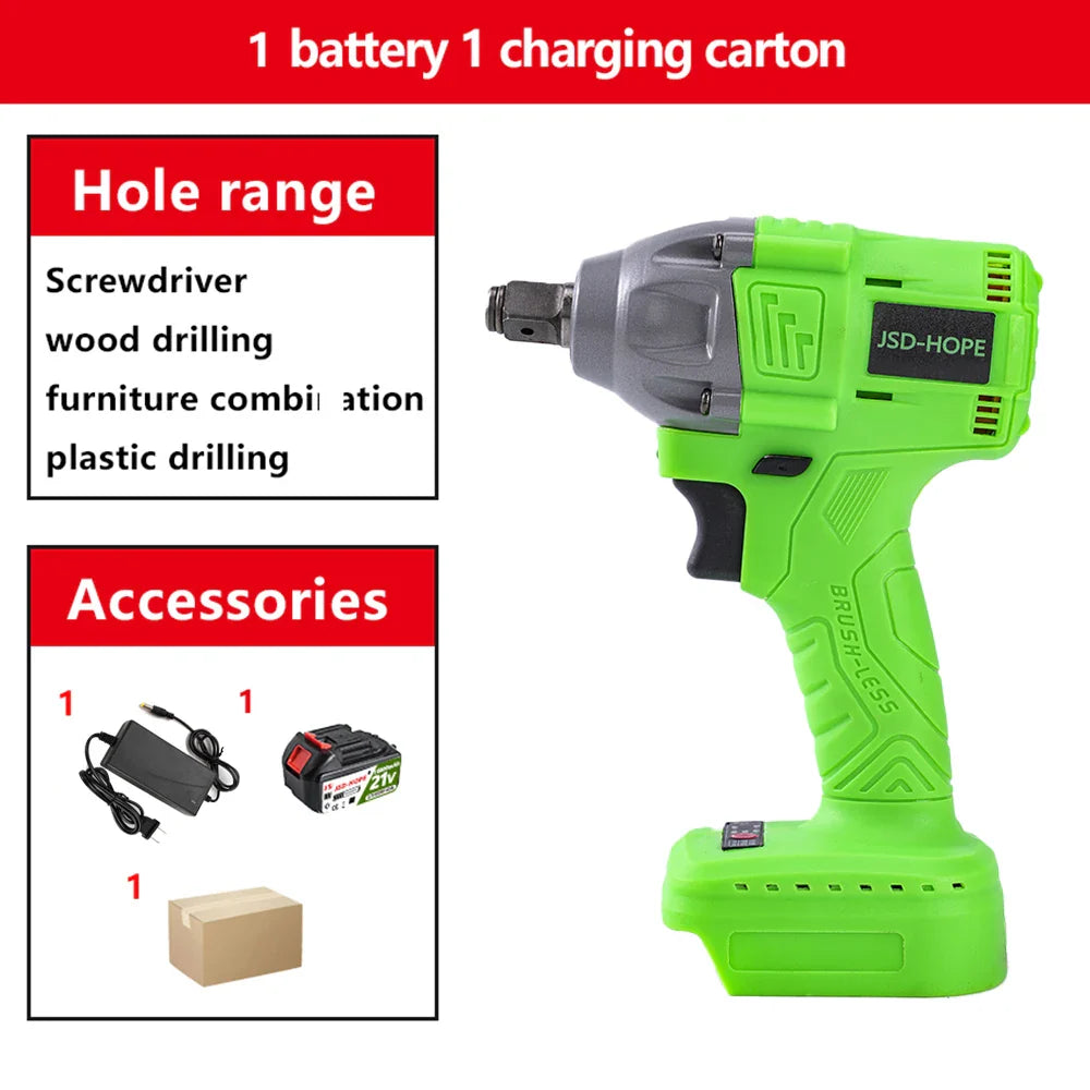 Brushless electric wrench High torque lithium charging wrench impact auto repair frame worker sleeve wind cannon