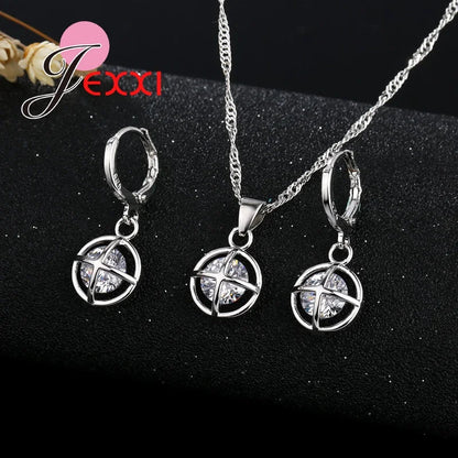 New Fashion Jewelry Set Chain Pendant Necklace & Earrings Genuine 925 Sterling Silver Jewelry Set Hot Sales