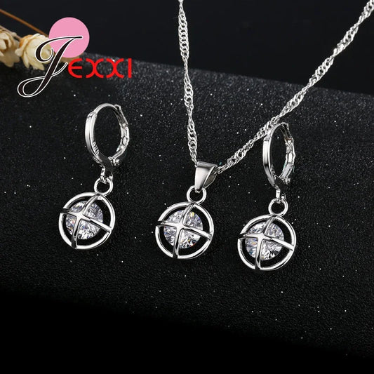 New Fashion Jewelry Set Chain Pendant Necklace & Earrings Genuine 925 Sterling Silver Jewelry Set Hot Sales