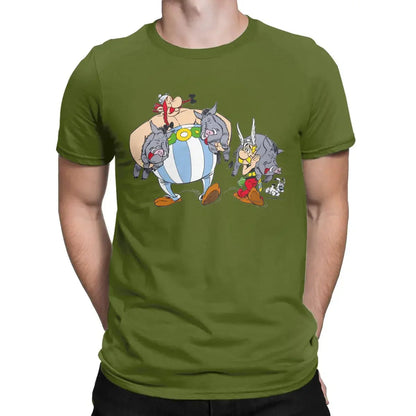 Men T-Shirts Asteriks And Obeliks With Bor Cool 100% Cotton Tees Short Sleeve T Shirt Round Neck Tops Classic