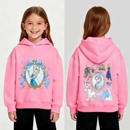 Disney Stitch Frozen Elsa Plush Pullover Hoodie - Children's Winter Fleece Sweatshirt
