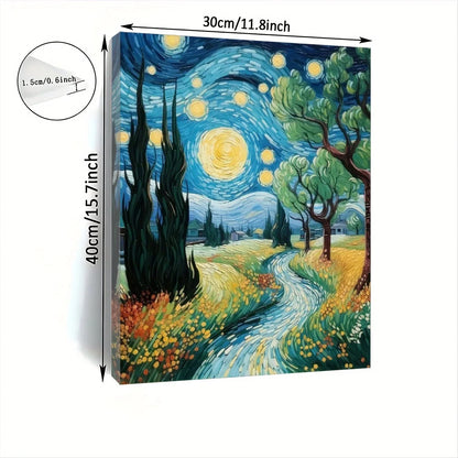 Starry Night Canvas Wall Art with Wood Frame - Perfect Home & Office Decor, Ideal Gift for Any Occasion