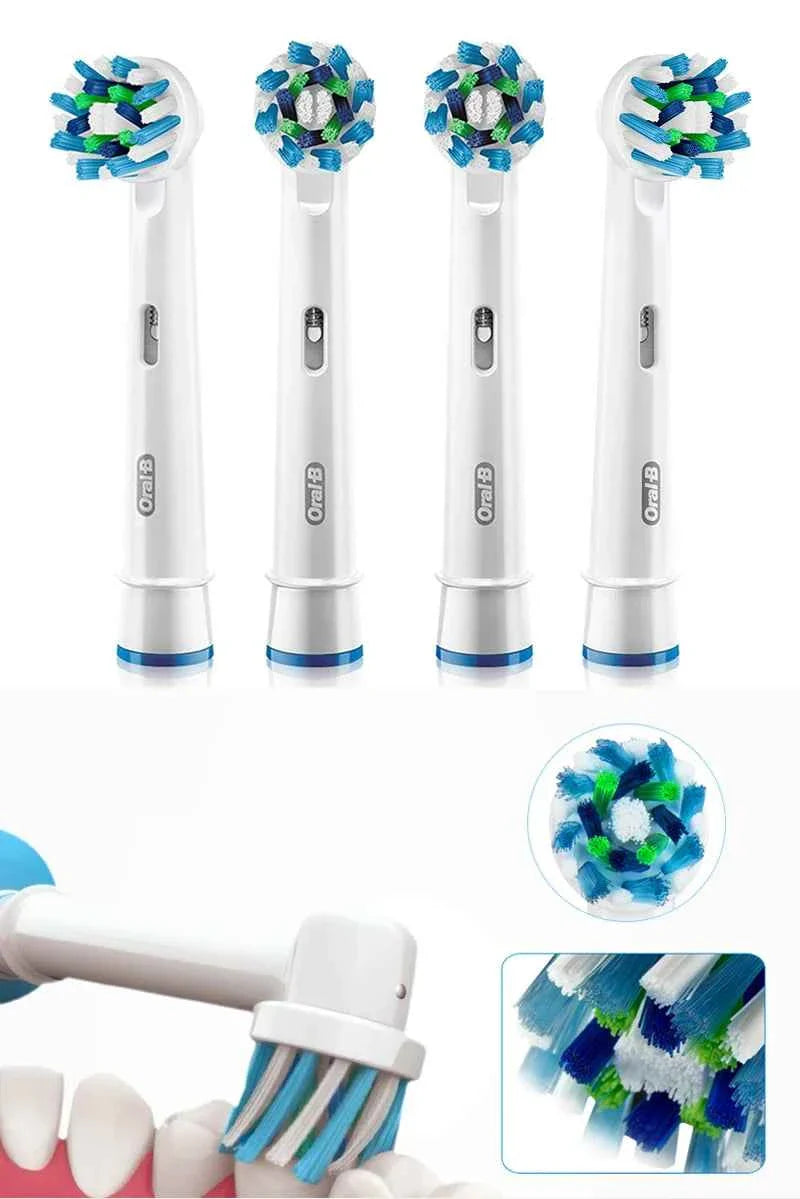 Oral-B EB50 Cross Action Teeth Clean Round Head Replacement Brush Heads for Adult Rotation Type Tooth Brush Black 4PC/Pack