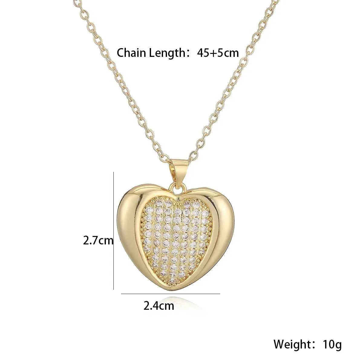 Mafisar Non-Fading Gold Color 316L Stainless Steel Party Jewelry Shiny AAA CZ Zircon Heart Pendants Necklaces For Women