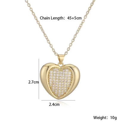 Mafisar Non-Fading Gold Color 316L Stainless Steel Party Jewelry Shiny AAA CZ Zircon Heart Pendants Necklaces For Women