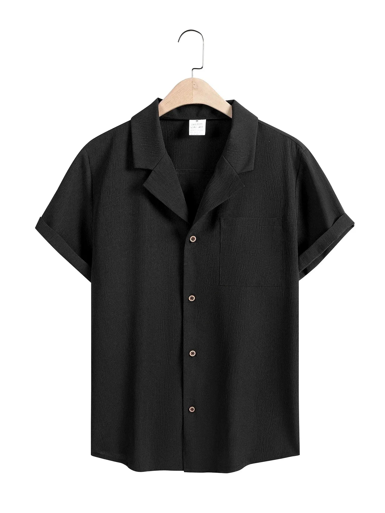 New Mens Short Sleeve T-Shirts Summer Trendy Breathable Loose Youth Basic Cotton Pocket Top Solid Color Stand Up Collar Shirts