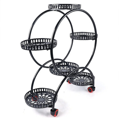 Metal Plant Stands 6 Pots Plants Flower Stand for Patio Garden Living Room Corner Balcony Bedroom Black / White