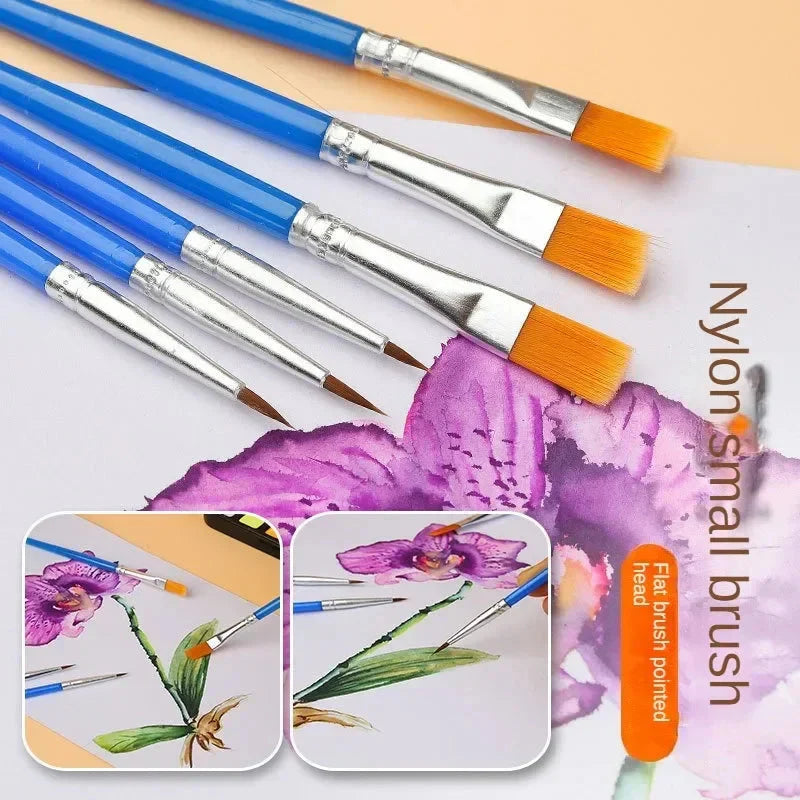 10/20/50Pcs Painting Brushes Set Art Round / Flat Brushs Nylon Hair Paint Brushes Pen for Oil Acrylic Watercolor Art Supplies