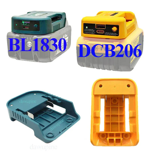 Li-ion Battery Parts Adapter For DEWALT 20V DCB200 For Makita 18V BL1830 Lithium Batteries Case Type C USB Power Bank Charger