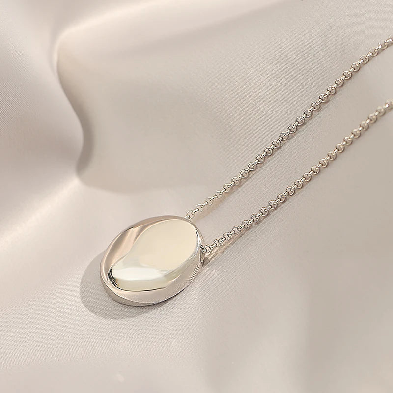 European and American Oval Pendant stainless steel Gold Color Long Necklace Fashion Jewelry Accessories Sweater Chian For Womens