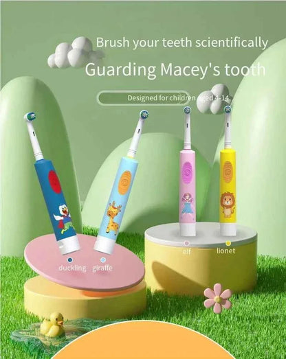 Kids Electric Toothbrush Colorful Cartoon Soft Bristle Rounded Vibrate Heads Teeth Brush Gum Care Battery Power 3-15 Years Old