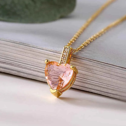 Mafisar Non-Fading Gold Color 316L Stainless Steel Party Jewelry Shiny AAA CZ Zircon Heart Pendants Necklaces For Women