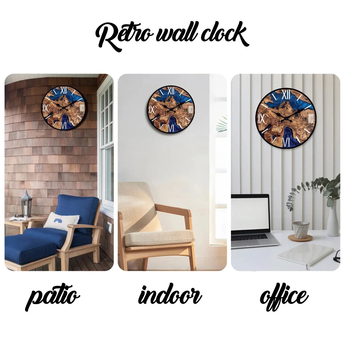 Abstract Roman Numeral Wooden Wall Clock for Living Room, Bedroom, Kitchen, Home Decoration, Silent Quartz Clock, Holiday Gift, 10 Inches, 12 Inches 14inch 16inch (No Battery)