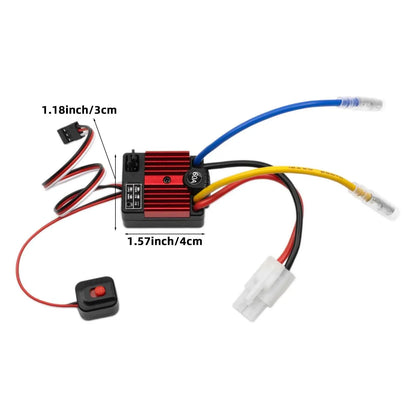 RC 540 Brushed Motor 12T-75T ESC 60A Speed Control Combination Set Climb Drift Racing Waterproof for 1/10 RC Cralwer Car/Boat