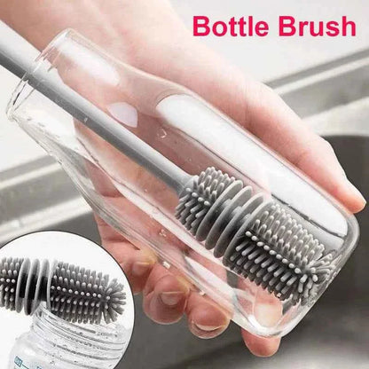 Silicone Milk Bottle Brush Cup Scrubber Glass Cleaner Kitchen Cleaning Tool Long Handle Drink Bottle Glass Cup Cleaning Brush