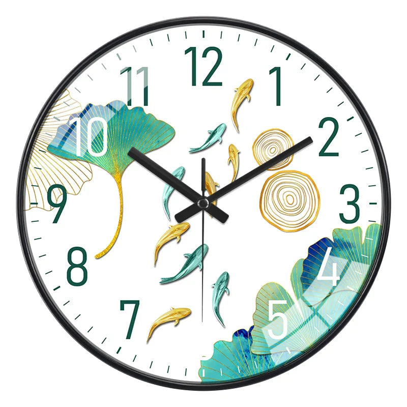 Simple Luxury Quartz Clock Hanging Wall Fish Decoration Modern Style Restaurant Living Room Home Decor Clock 8 10 12 Inche