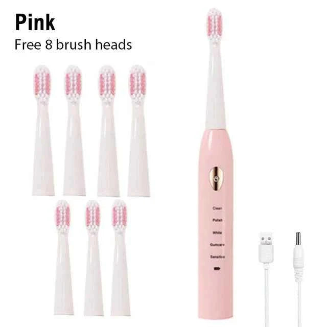 Sonic Electric Toothbrush For Adult Black White Whitening Timer Soft Hair IPX7 Waterproof 5-gear Mode USB Charging Teeth Brush