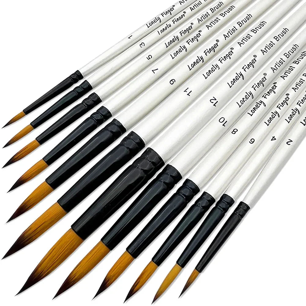 12/48pcs Premium Flat Art Paintbrush Set Durable Anti-Shedding Synthetic Nylon Bristles for Watercolor Acrylics Gouache Painting