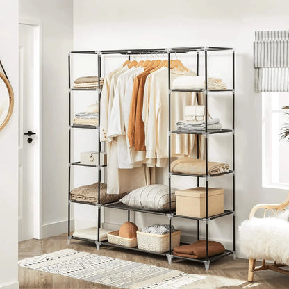 Efoee 69 Inch Wardrobe Organizer, Bedroom Portable Wardrobe, Clothes Rail With Non-Woven Cover, Clothes Storage Rack
