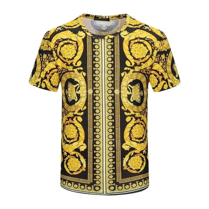 Men's and Women's Summer T-shirts 3D Printed Baroque Royal Luxury Small Floral Round Neck Short Sleeve Loose Oversized Nice Top
