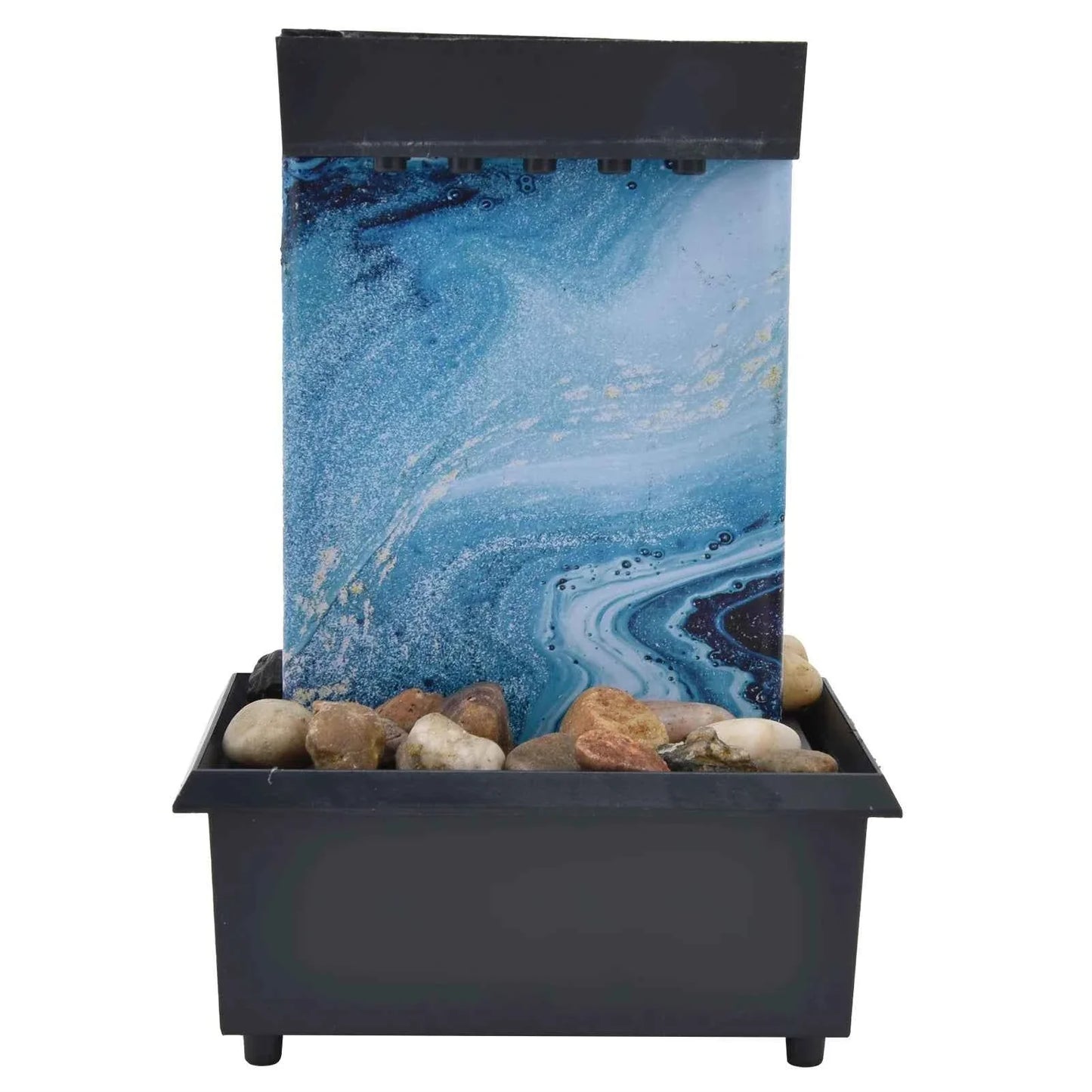 3V USB Marble Water Fountain Ornaments LED Tabletop Fountain with Stones for Home Office Table Decoration Desktop Water Fountain