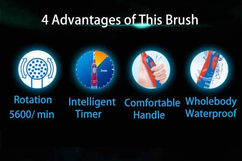 Oral B Electric Toothbrush for Kids Rotation Clean Teeth for Kids 3+ Soft Bristle for Child Waterproof Toothbrush