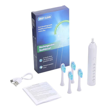 Sonic Electric Adult Toothbrush Rechargeable for Adult Smart Timer Whitening Toothbrush With 4 Replacement Brush Heads 6 Modes