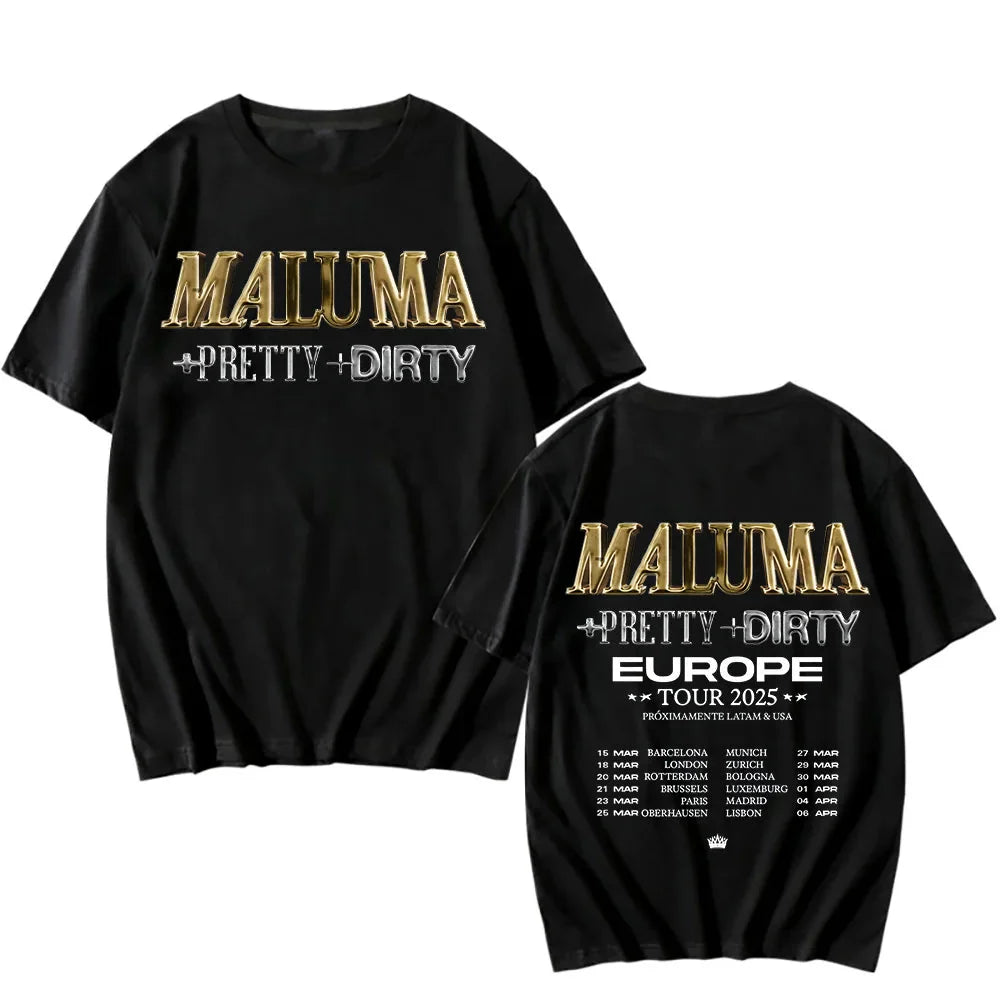 Rapper Maluma T-shirts Maluma +pretty+dirty Europet Tour 2025 Tshirt Men Women Cotton Tees Y2k Unisex Retro Harajuku Top Clothes