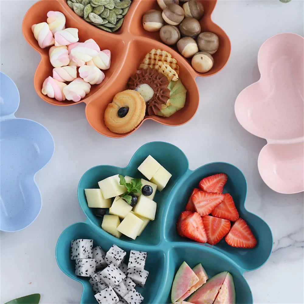 Snack Snack Plate Feel Comfortable Beautiful Shape Wheat Straw Kitchen Bar Utensils Four-leaf Clover Plate Fruit Plate